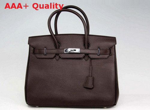 Hermes Birkin 35 Chocolate Togo Leather With Silver Replica