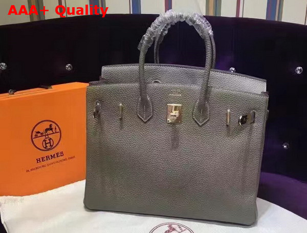 Hermes Birkin 35 Grey Togo Leather Gold Hardware Replica