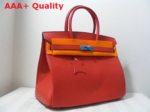 Hermes Birkin 35 Red Togo Leather With Silver Replica