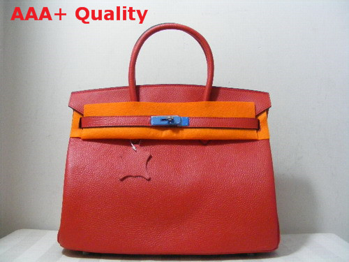 Hermes Birkin 35 Red Togo Leather With Silver Replica