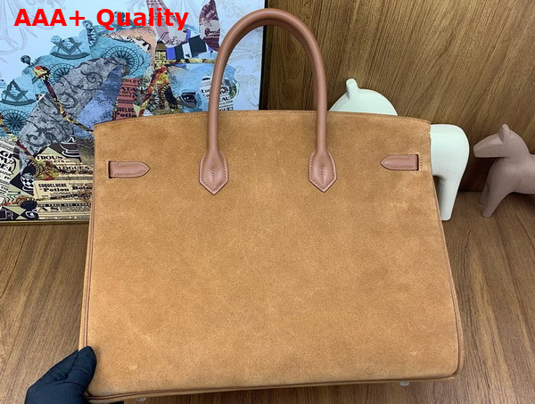 Hermes Birkin 40 Brown Suede and Swift Calfskin Replica