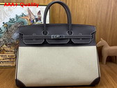 Hermes Birkin 40 Canvas and Goatskin Natural and Dark Coffee Replica