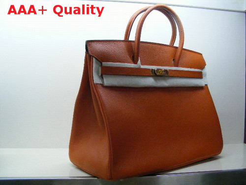 Hermes Fake Hermes Birkin 40 In Orange Togo Leather With Gold Replica