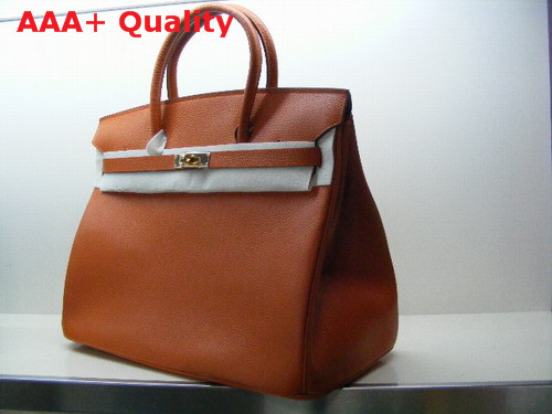 Hermes Fake Hermes Birkin 40 In Orange Togo Leather With Gold Replica