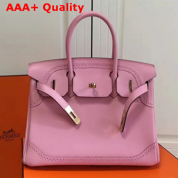 Hermes Birkin Ghillies 30cm Swift Leather Pink Replica