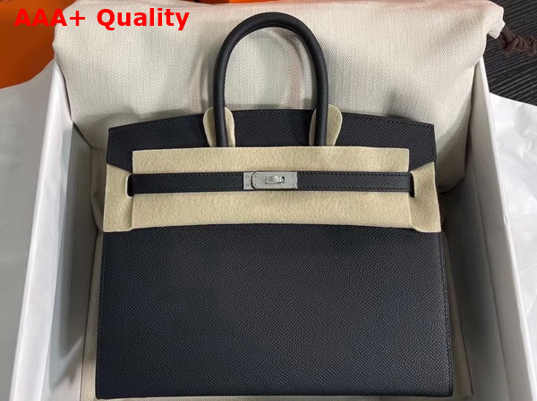 Hermes Birkin Sellier 25 Bag in Black Epsom Calfskin Replica