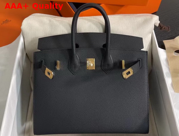 Hermes Birkin Sellier 25 Bag in Black Epsom Calfskin Replica