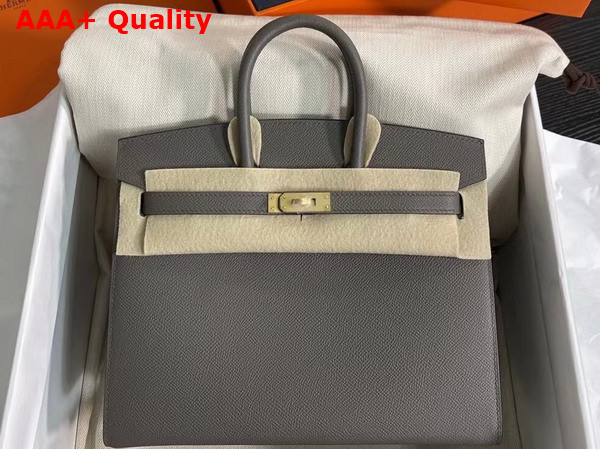 Hermes Birkin Sellier 25 Bag in Grey Epsom Calfskin Replica