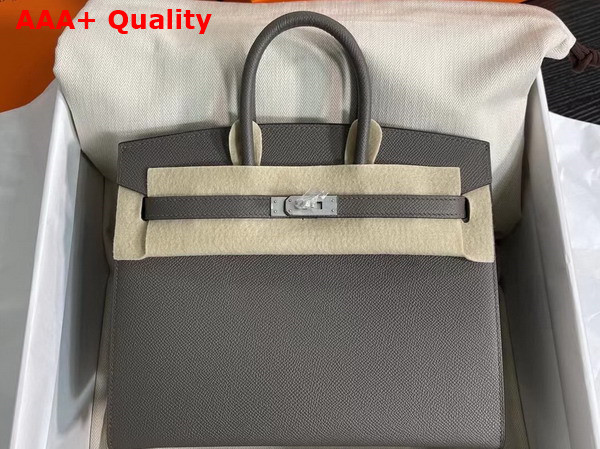 Hermes Birkin Sellier 25 Bag in Grey Epsom Calfskin Replica