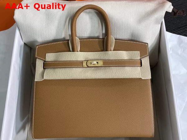 Hermes Birkin Sellier 25 Bag in Tan Epsom Calfskin Replica