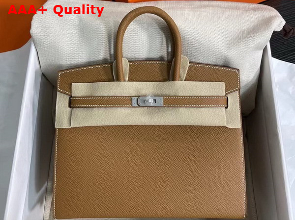 Hermes Birkin Sellier 25 Bag in Tan Epsom Calfskin Replica