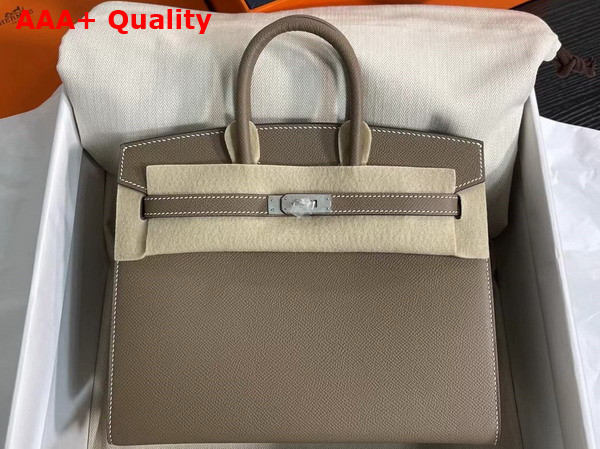 Hermes Birkin Sellier 25 Bag in Taupe Epsom Calfskin Replica