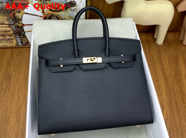 Hermes Birkin Sellier 25 in Black Epsom Calfskin Replica