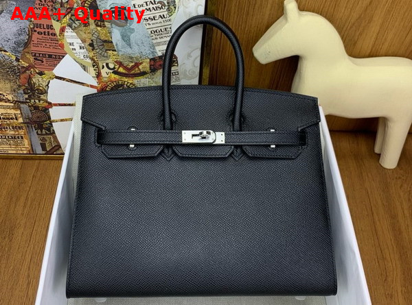 Hermes Birkin Sellier 25 in Black Epsom Calfskin Replica