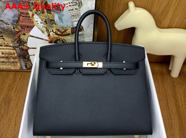 Hermes Birkin Sellier 25 in Black Epsom Calfskin Replica