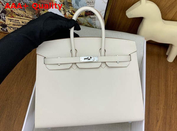 Hermes Birkin Sellier 25 in Blanc Epsom Calfskin Replica