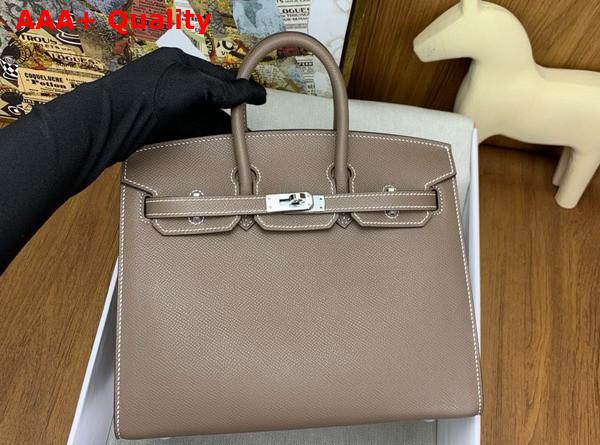 Hermes Birkin Sellier 25 in Elephant Grey Epsom Calfskin Replica