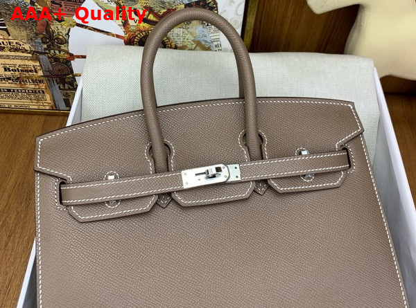 Hermes Birkin Sellier 25 in Elephant Grey Epsom Calfskin Replica