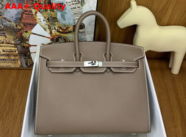 Hermes Birkin Sellier 25 in Elephant Grey Epsom Calfskin Replica