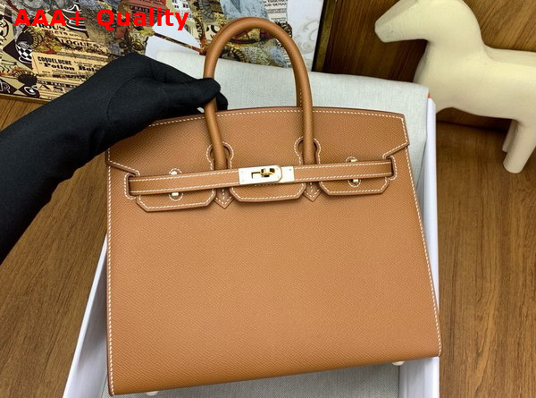 Hermes Birkin Sellier 25 in Gold Brown Epsom Calfskin Replica