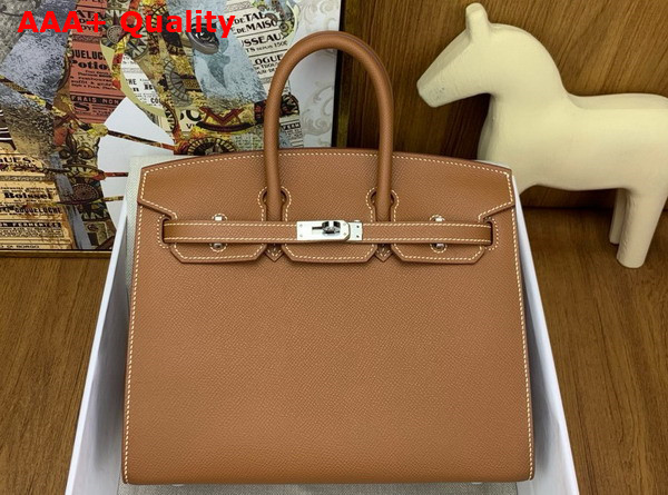 Hermes Birkin Sellier 25 in Gold Brown Epsom Calfskin Replica