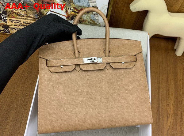 Hermes Birkin Sellier 25 in Oat Milk Epsom Calfskin Replica