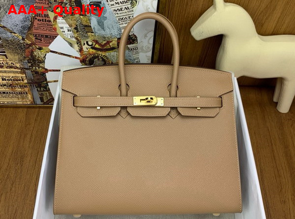 Hermes Birkin Sellier 25 in Oat Milk Epsom Calfskin Replica