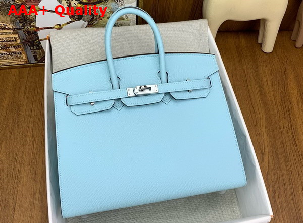 Hermes Birkin Sellier 25 in Pale Blue Epsom Calfskin Replica