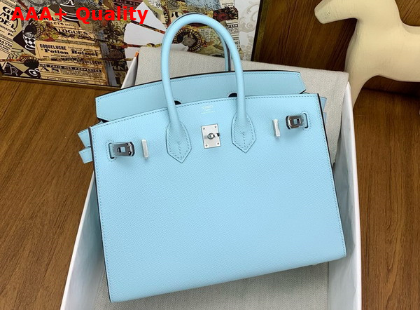 Hermes Birkin Sellier 25 in Pale Blue Epsom Calfskin Replica