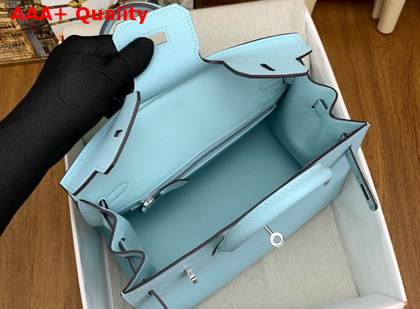 Hermes Birkin Sellier 25 in Pale Blue Epsom Calfskin Replica