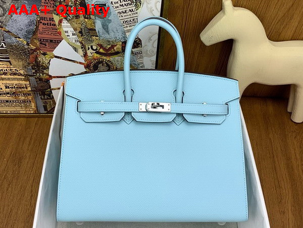 Hermes Birkin Sellier 25 in Pale Blue Epsom Calfskin Replica