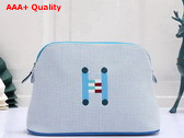 Hermes Bolide Crazy H Case Medium Model Light Blue Tricolor H Canvas with Crazy H Embroidery Replica