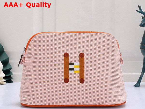 Hermes Bolide Crazy H Case Medium Model Orange Framboise Tricolor H Canvas with Crazy H Embroidery Replica