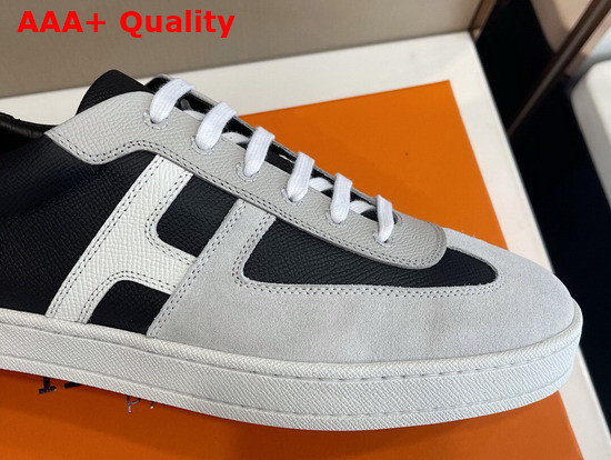 Hermes Boomerang Sneaker Black and Light Gray Epsom Calfskin and Suede Calfskin Replica