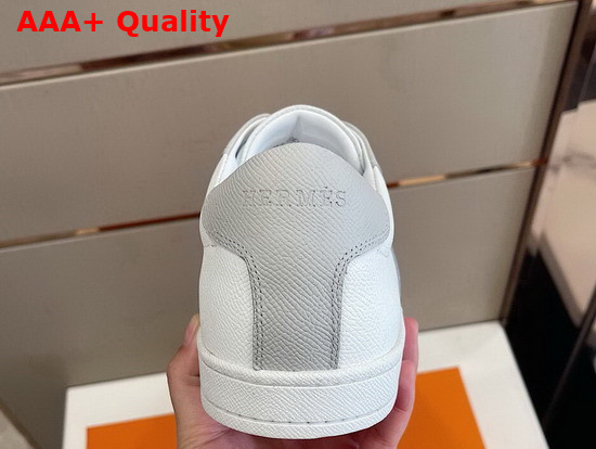 Hermes Boomerang Sneaker White and Light Gray Epsom Calfskin and Suede Calfskin Replica