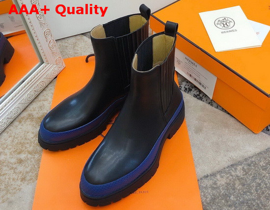 Hermes Bottines Barque Noir Bleu Replica