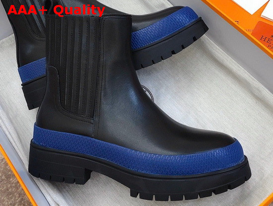 Hermes Bottines Barque Noir Bleu Replica