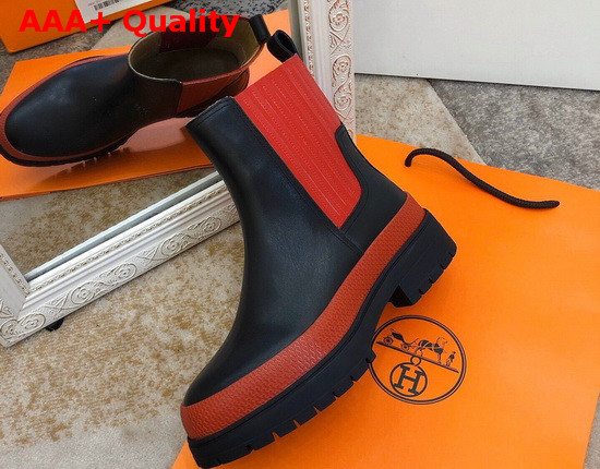 Hermes Bottines Barque Noir Rouge Bourgogne Replica