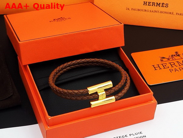 Hermes Bracelet Tournis Tresse Tan Leahter Replica