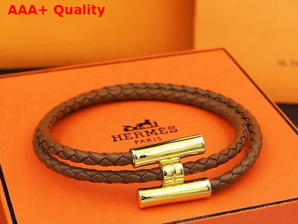 Hermes Bracelet Tournis Tresse Tan Leahter Replica