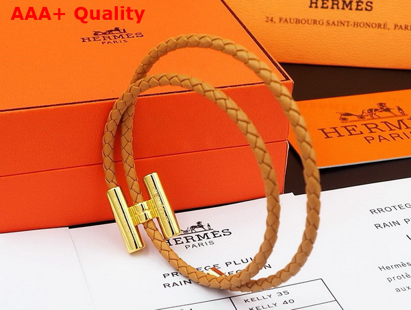 Hermes Bracelet Tournis Tresse Yellow Leahter Replica