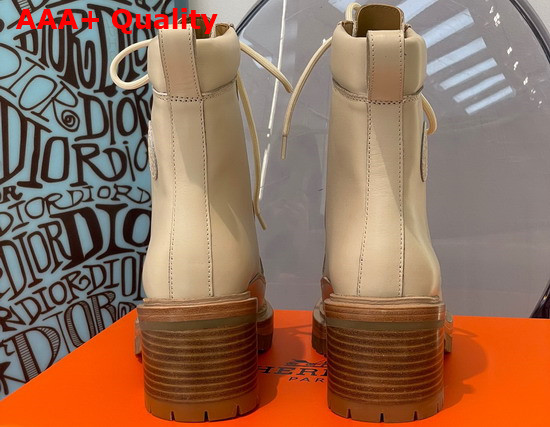 Hermes Bridge Ankle Boot in Beige Calfskin Replica