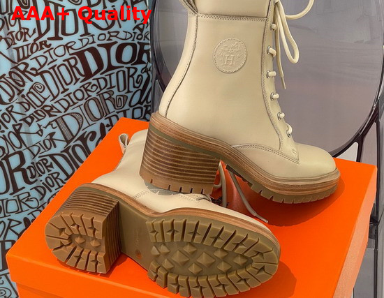 Hermes Bridge Ankle Boot in Beige Calfskin Replica