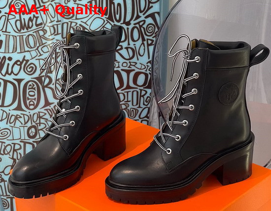 Hermes Bridge Ankle Boot in Black Calfskin Replica