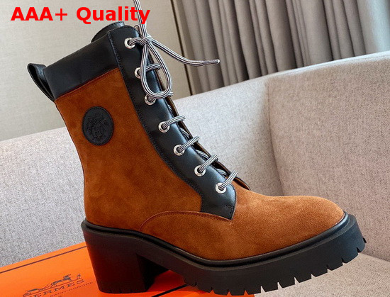 Hermes Bridge Ankle Boot in Brown Suede Goatskin Replica