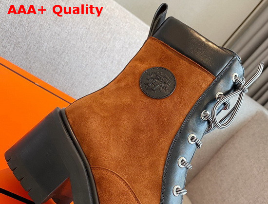 Hermes Bridge Ankle Boot in Brown Suede Goatskin Replica