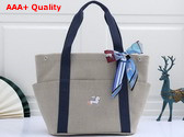 Hermes Cabriole Nappy Bag in Beige Canvas with Blue Handle Replica