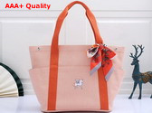 Hermes Cabriole Nappy Bag in Light Pink Canvas with Orange Handle Replica