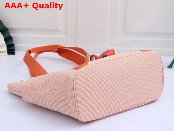 Hermes Cabriole Nappy Bag in Light Pink Canvas with Orange Handle Replica