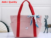 Hermes Cabriole Nappy Bag in Pink Canvas with Red Handle Replica